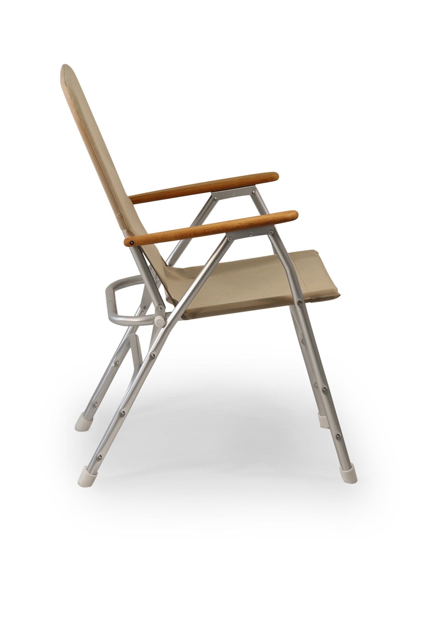 FORMA MARINE Boat Chair Folding Aluminum Grey  with Teak Armrests Uniform Fabric, M120 #color_grey