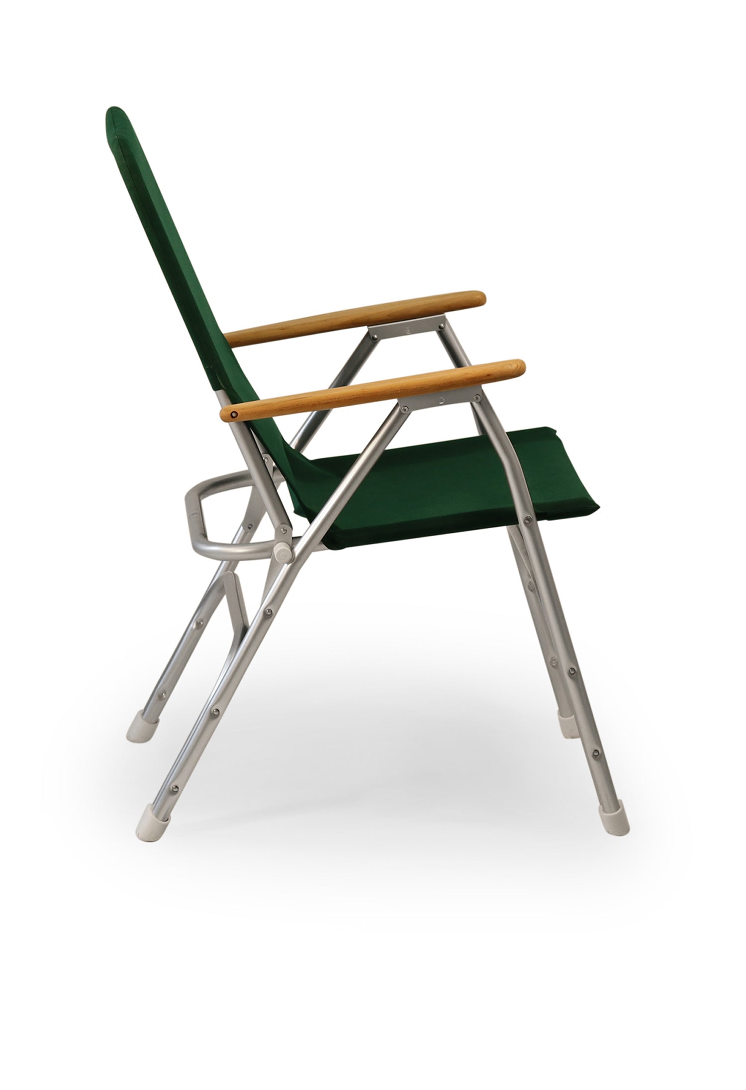 FORMA MARINE  Boat Chair Folding Aluminum Green with Teak Armrests Uniform Fabric, M120 #color_green
