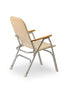 FORMA MARINE Folding Aluminum White Boat Chair with Teak Armrests Uniform Fabric, Model M120W