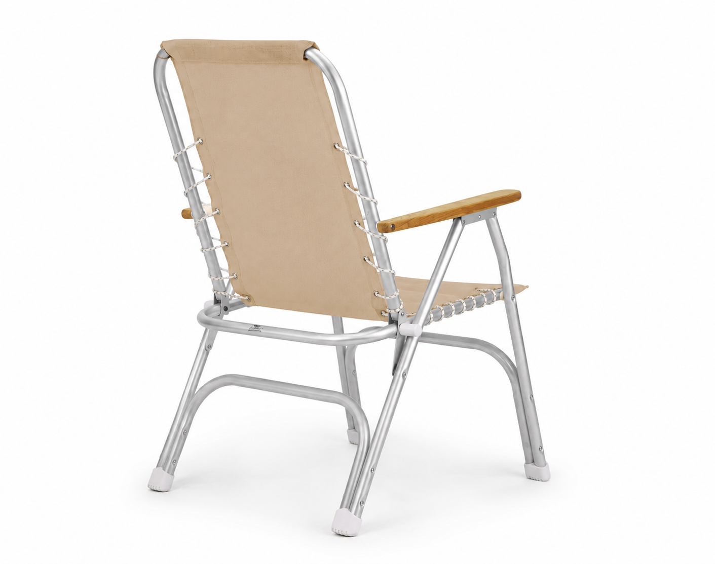 FORMA MARINE Boat Chair with Teak Armrests  Folding Aluminum High Back Blue Textilene Fabric Set of 2  M150SAND #color_BEIGE