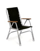FORMA MARINE Folding Aluminum High Back Black Boat Chair with Bamboo Armrests, Model ECO150BL