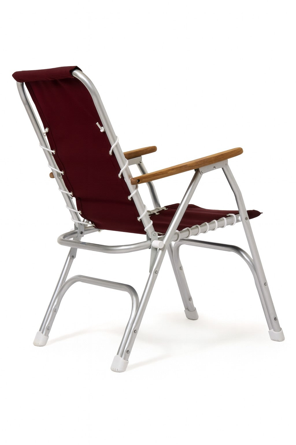 FORMA MARINE Boat Chair with Teak Armrests Folding Aluminum High Back Burgundy  M150BRG #color_burgundy