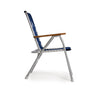 FORMA MARINE Folding Aluminum High Back Navy Blue Boat Chair with Bamboo Armrests, Model ECO150NB