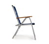 Forma Marine Chair with navy backrest and seat, teak armrests, and aluminum frame M155NB #color_navy