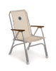 FORMA MARINE Folding Aluminum High Back White Boat Chair with Bamboo Armrests, Model ECO150W