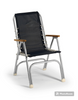 FORMA MARINE Folding Aluminum High Back Vinyl Navy Blue Boat Chair with Bamboo Armrests, Model M150VNB-BB
