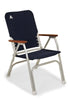 Forma Marine Chair with navy backrest and seat, teak armrests, and aluminum frame M155NB #color_navy