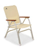 Forma Marine Chair with navy backrest and seat, teak armrests, and aluminum frame M155W #color_white