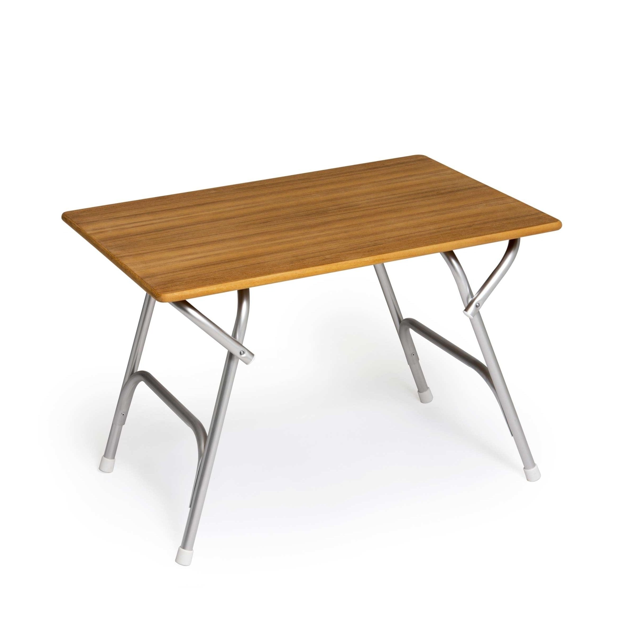 Forma Marine Folding Aluminum and Teak Top Boat Table, Adjustable to 2 fixed heights-M600T