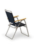FORMA MARINE Folding Aluminum VINYL Navy Blue Outdoor Chair with Bamboo Armrests- Model PA160VNB-BB