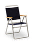 FORMA MARINE Folding Aluminum Navy Blue Outdoor Chair with Bamboo Armrests- Model PA160NB-BB