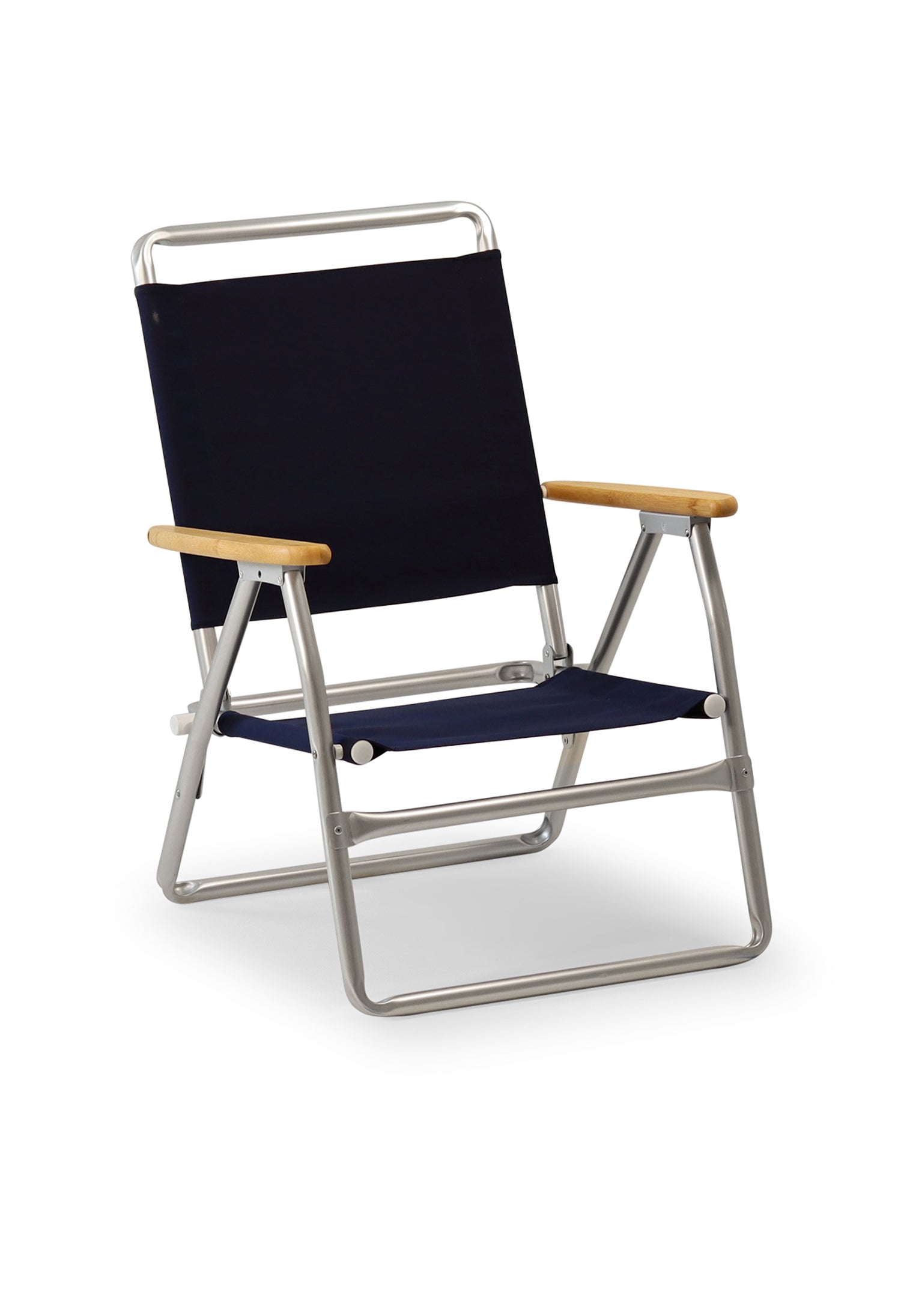 FORMA MARINE Outdoor Chair with Bamboo Armrests Folding Aluminum Navy Blue  PA600NB-BB #color_navy