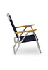 FORMA MARINE Folding Aluminum Navy Blue Beach Chair with Bamboo Armrests-Recacril Fabric 'Plaz'-PA600NB-BB