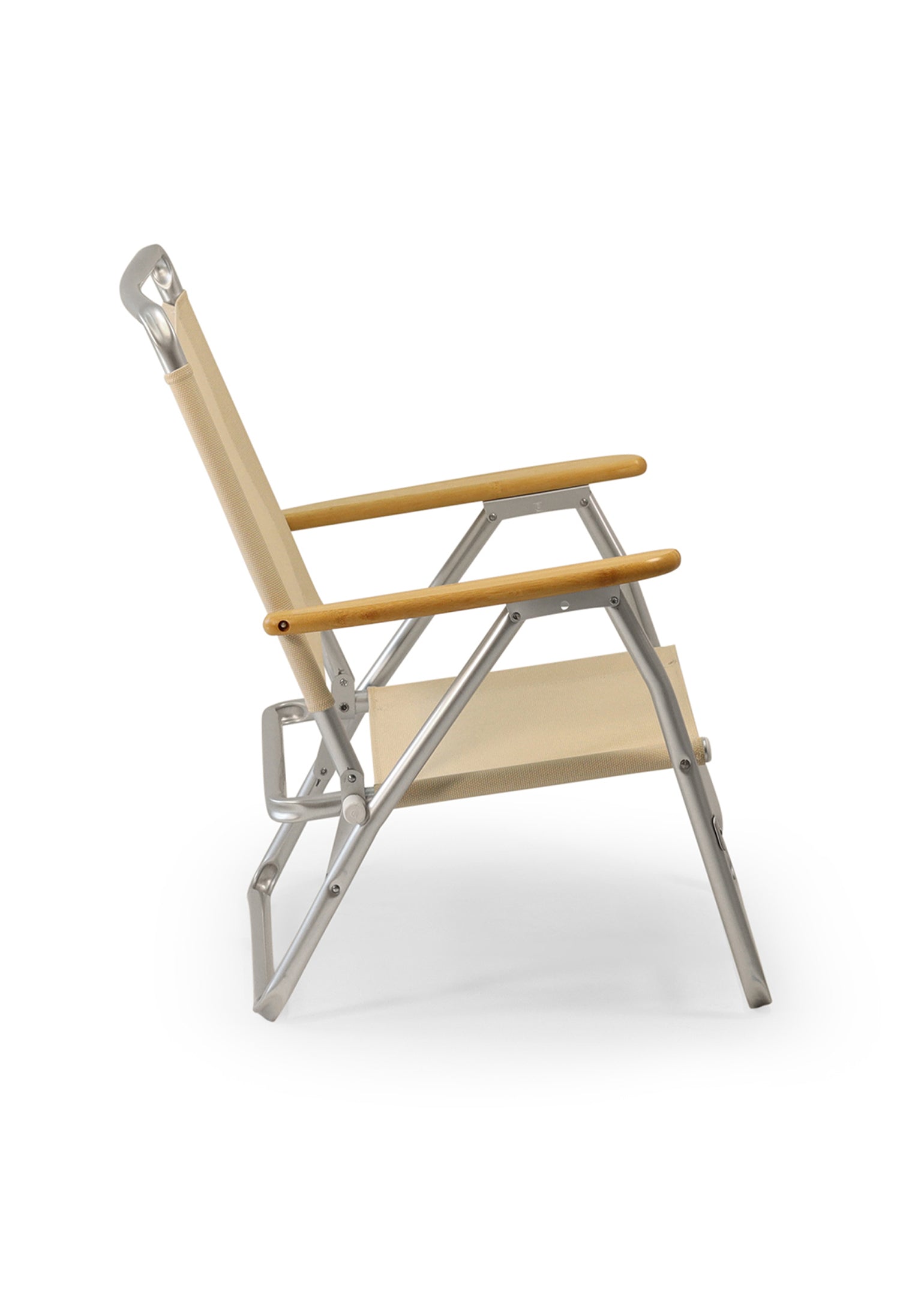 FORMA MARINE Outdoor Chair with Bamboo Armrests Folding Aluminum VINYL Off- white PA600VW-BB #color_beige