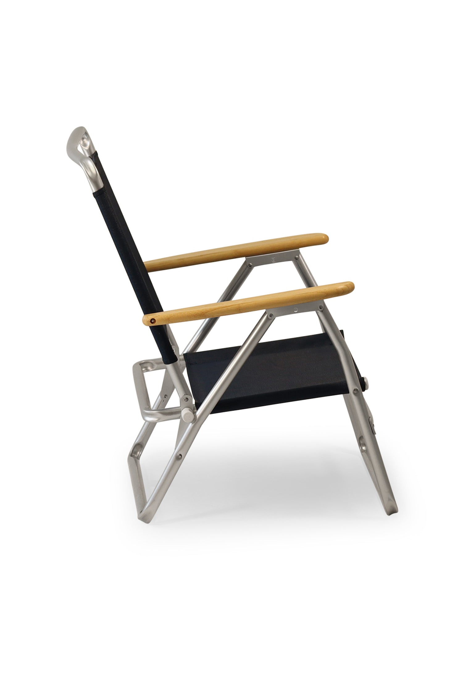 FORMA MARINE Outdoor Chair with Bamboo Armrests Folding Aluminum VINYL Navy Blue PA600VNB-BB #color_navy vinyl
