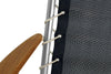 FORMA MARINE Folding Aluminum High Back Vinyl Navy Blue Boat Chair with Bamboo Armrests, Model M150VNB-BB
