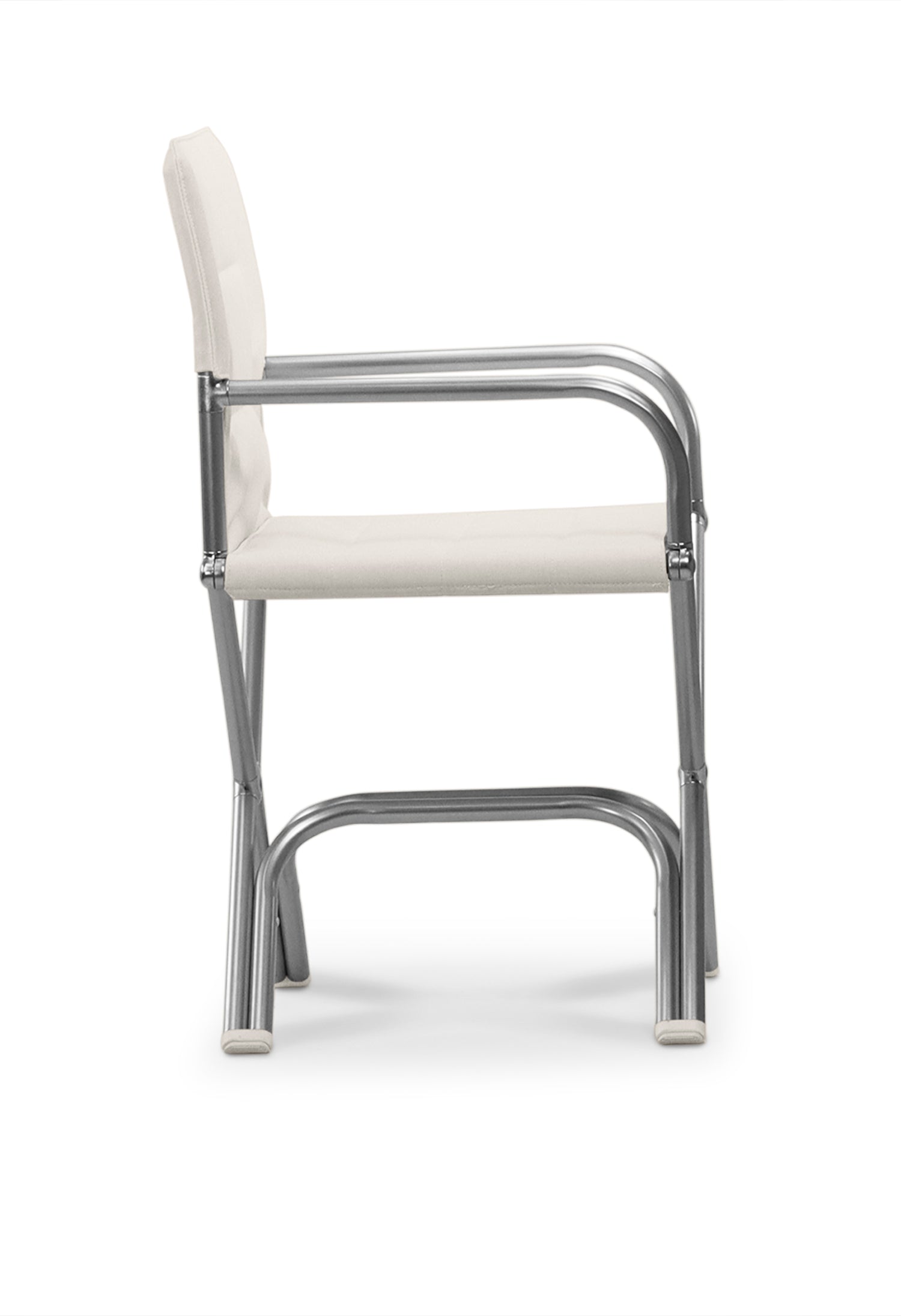 FORMA MARINE Boat Chair High-End Folding Aluminum with Teak Armrests and uniform Fabric A6000WUNI #color_white
