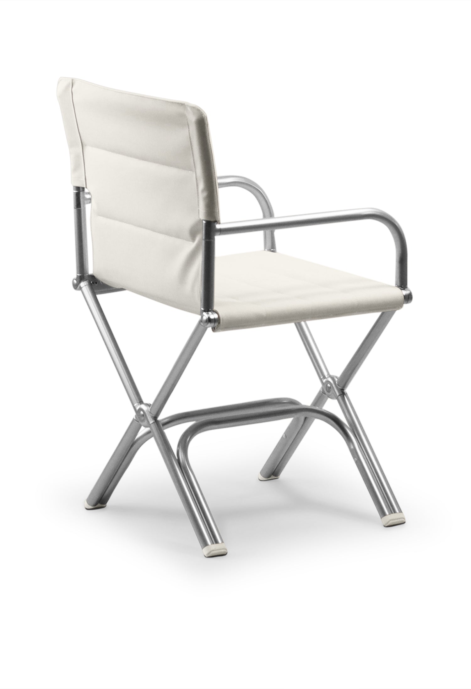 FORMA MARINE Boat Chair High-End Folding Aluminum with Teak Armrests and uniform Fabric A6000WUNI #color_white