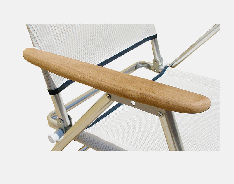 FORMA MARINE Boat Chair Folding Aluminum White Fabric with Bamboo Armrests, Set of 2 M100W-BB #color_white