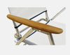 FORMA MARINE Folding Aluminum Boat Blue Textilene Chair with Teak Armrests, Model M100VB