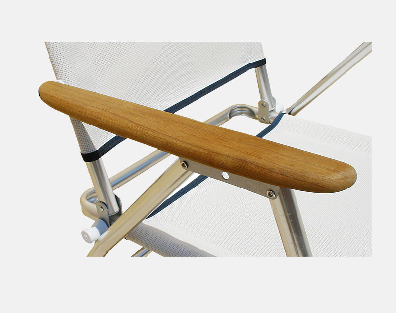 FORMA MARINE Boat Chair White Textilene with Teak Armrests, M100VW #color_white vinyl
