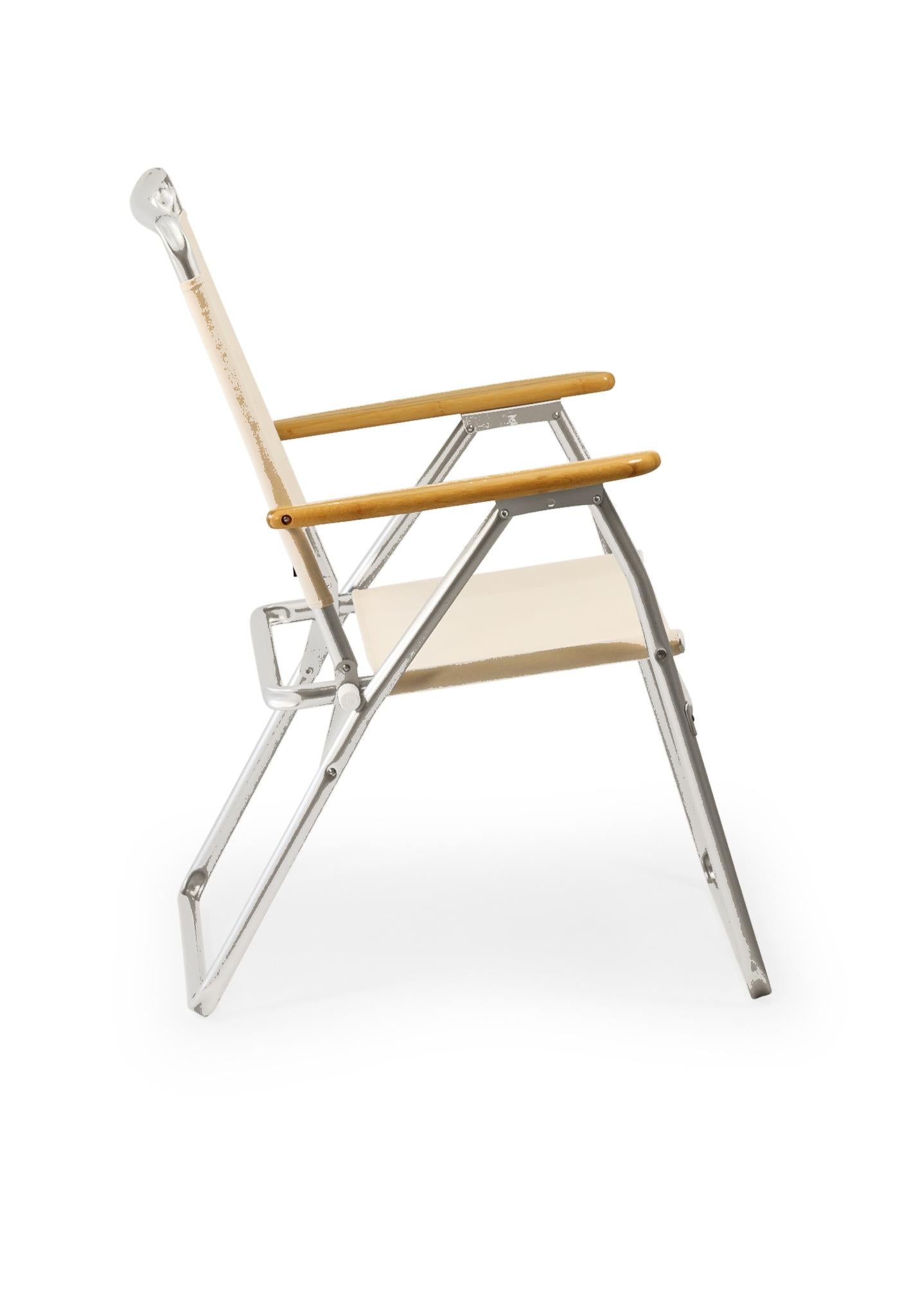 FORMA MARINE Outdoor Chair with Bamboo Armrests Folding Aluminum Off-White  PA160W-BB #color_white