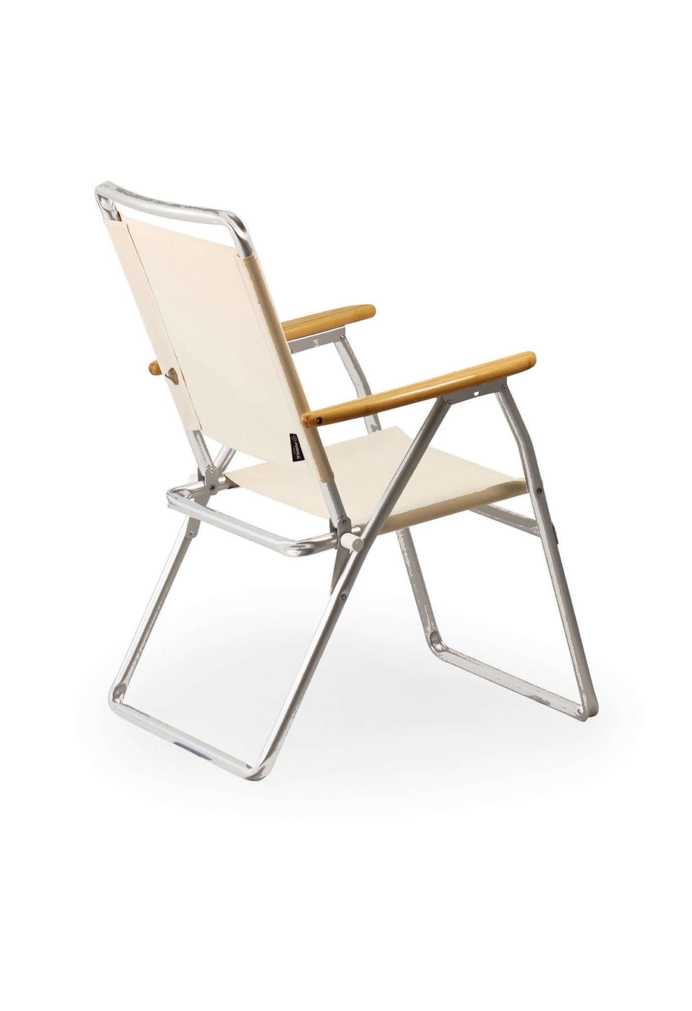 FORMA MARINE Outdoor Chair with Bamboo Armrests Folding Aluminum Off-White  PA160W-BB #color_white
