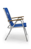 FORMA MARINE Folding Aluminum High Back Blue Textilene Fabric Boat Chair with Teak Armrests M150VB