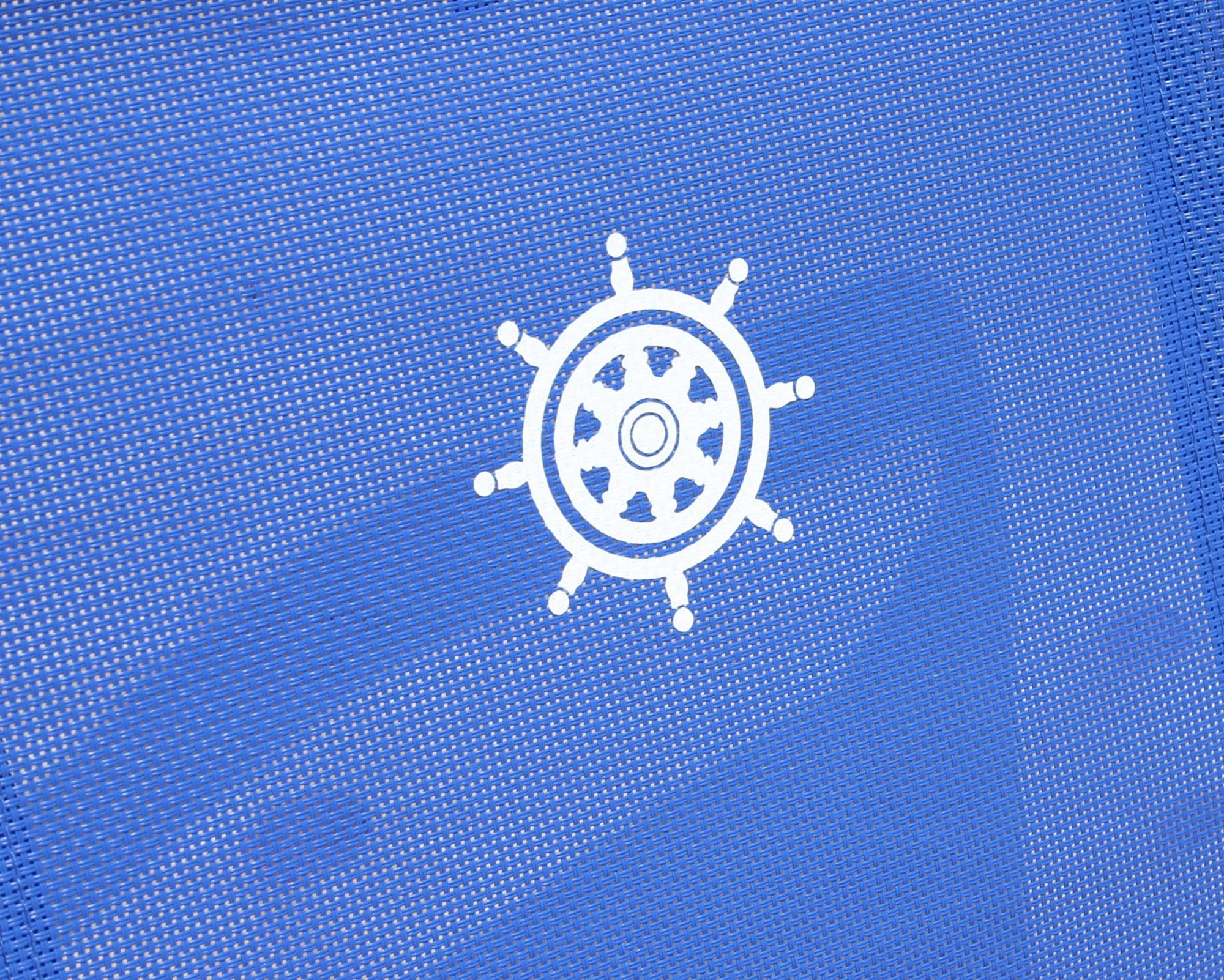 FORMA MARINE Boat Chair with Teak Armrests  Folding Aluminum High Back Blue Textilene Fabric M150VB #color_blue vinyl