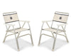 FORMA MARINE Folding Aluminum White Textilene Boat Chair with Plastic Armrests Set of 2 Chairs M100PW