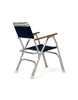 FORMA MARINE Folding Aluminum Navy Blue Boat Chair with Teak Armrests, Set of 2 chairs model M100NB