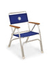 FORMA MARINE Folding Aluminum Blue Boat Chair with Teak Armrests, Model M100B