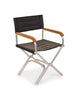 FORMA MARINE High-End Folding Aluminum Black Vinyl Boat Chair with Teak Armrests, model A6000VBLT