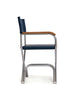 FORMA MARINE High-End Folding Aluminum Blue Vinyl Boat Chair with Teak Armrests, model A6000VBT