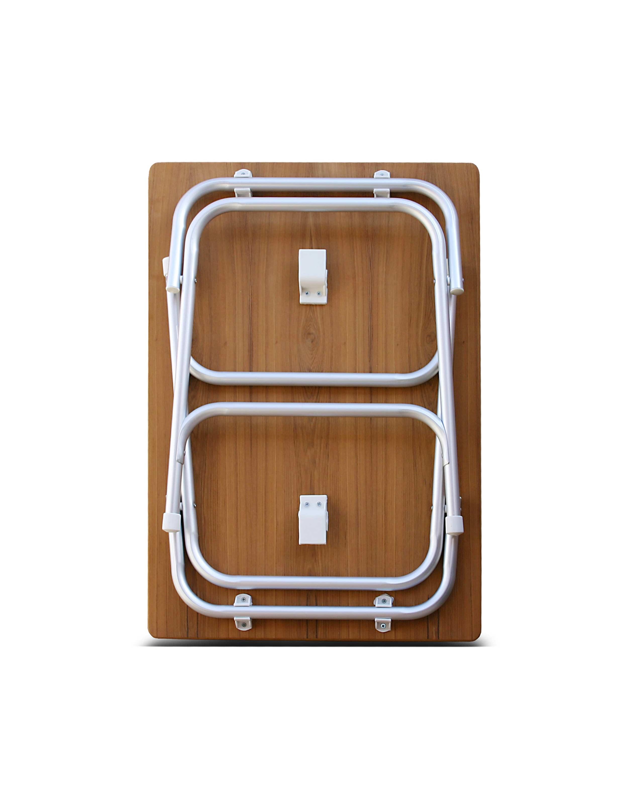 Forma Marine Folding Aluminum and Teak Top Boat Table, Adjustable to 2 fixed heights-M600T