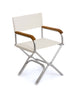 FORMA MARINE High-End Folding Aluminum White Vinyl Boat Chair with Teak Armrests, model A6000WVT