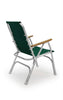 FORMA MARINE Folding Aluminum High Back Green Boat Chair with Teak Armrests, Model M150GR