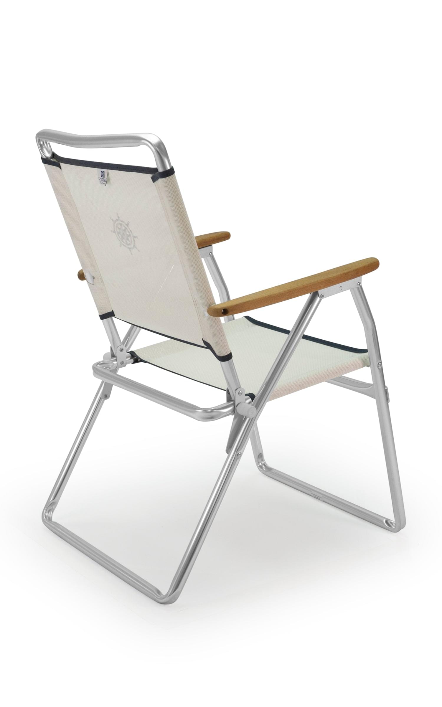 FORMA MARINE  Outdoor Chair with Teak Armrests-Textilene Fabric Folding Aluminum White, PA160AT #color_white