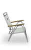 FORMA MARINE Folding Aluminum White Beach Chair with Teak Armrests-Textilene Fabric 'Plaz'-PA600AT