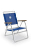 FORMA MARINE Folding Aluminum Blue Beach Chair with Teak Armrests-Textilene Fabric 'Plaz'-PA600BT 
