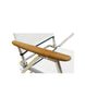 FORMA MARINE Folding Aluminum Boat Blue Textilene Chair with Teak Armrests, Model M100VB