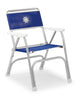 FORMA MARINE Folding Aluminum Blue Boat Chair White Plastic Armrests, Model M100PB