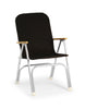 FORMA MARINE Folding Aluminum Black Boat Chair with Teak Armrests Uniform Fabric, Model M120BL