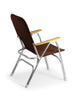 FORMA MARINE Folding Aluminum Brown Chocolate Boat Chair with Teak Armrests Uniform Fabric, Model M120BRCH