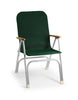 FORMA MARINE Folding Aluminum Green Boat Chair with Teak Armrests Uniform Fabric, Model M120GR